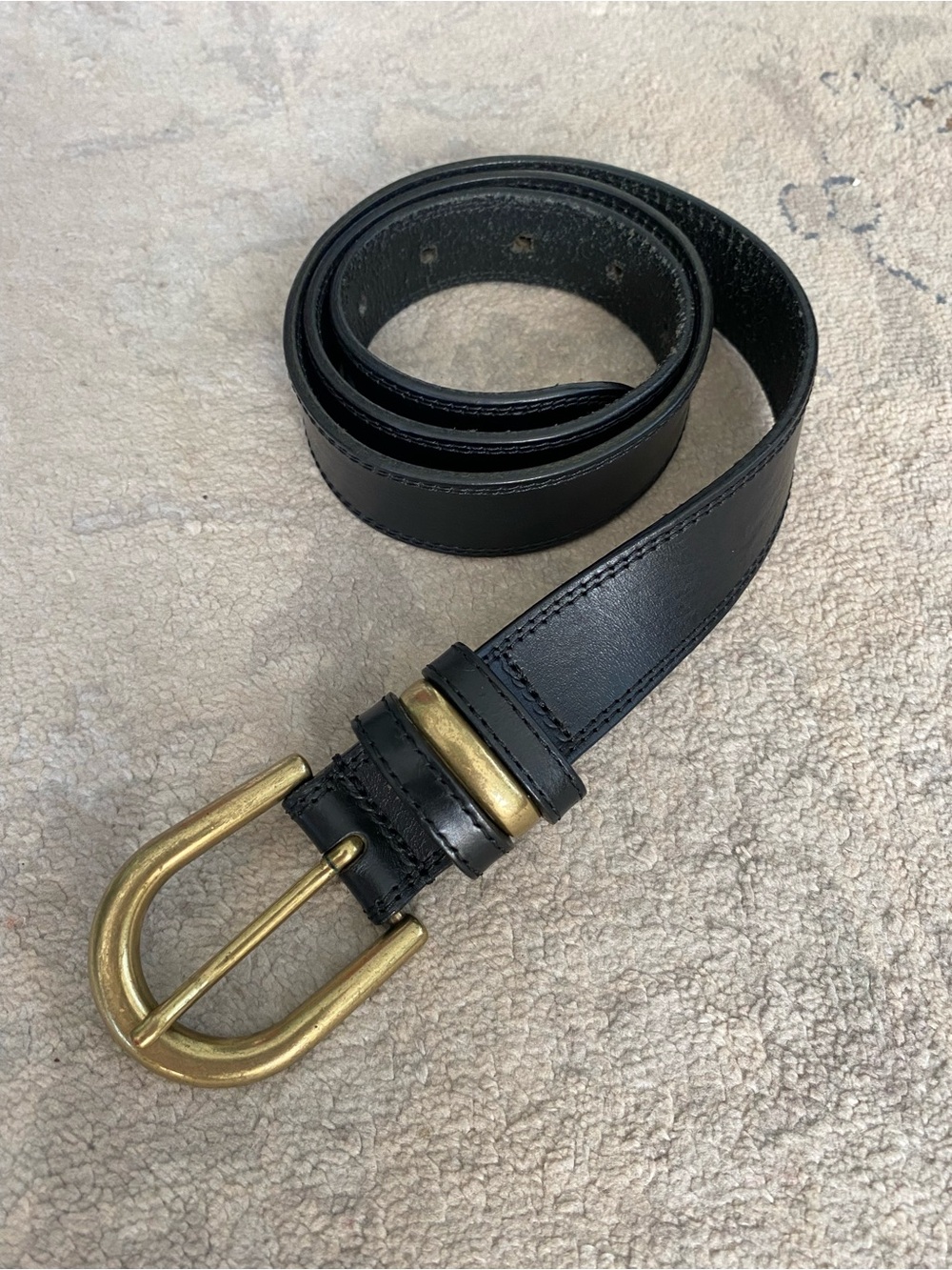 Sezane Taylor Belt T. 85 Black Italian Leather Hip Belt Gold-Plated Brass Buckle